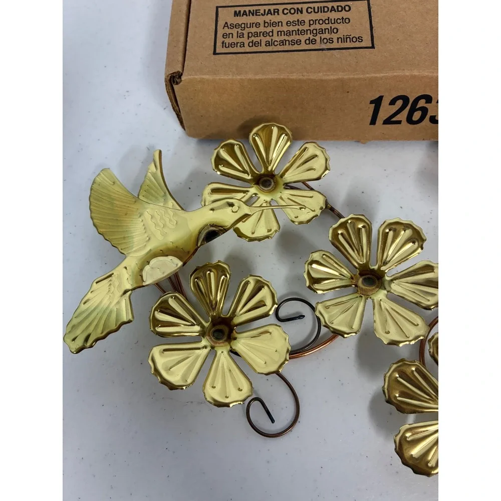 Home Interiors & Gifts Gold Hummingbird Flower Metal Wall Decor Set 3 1263-BL